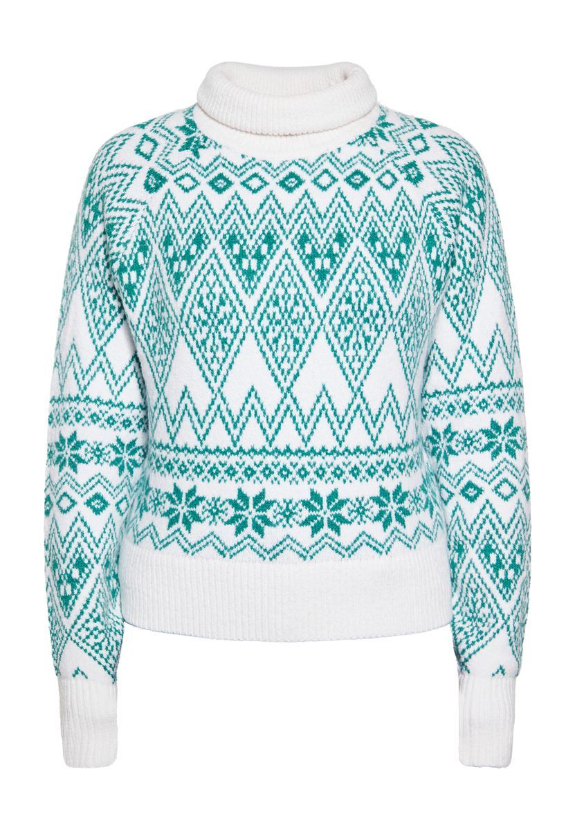 Geometrischer Jacquard-Rollkragenpullover für den Winter