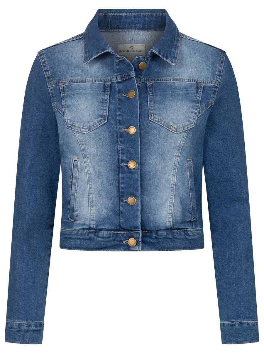 Kurze Jeansjacke mit Stretch-Anteil