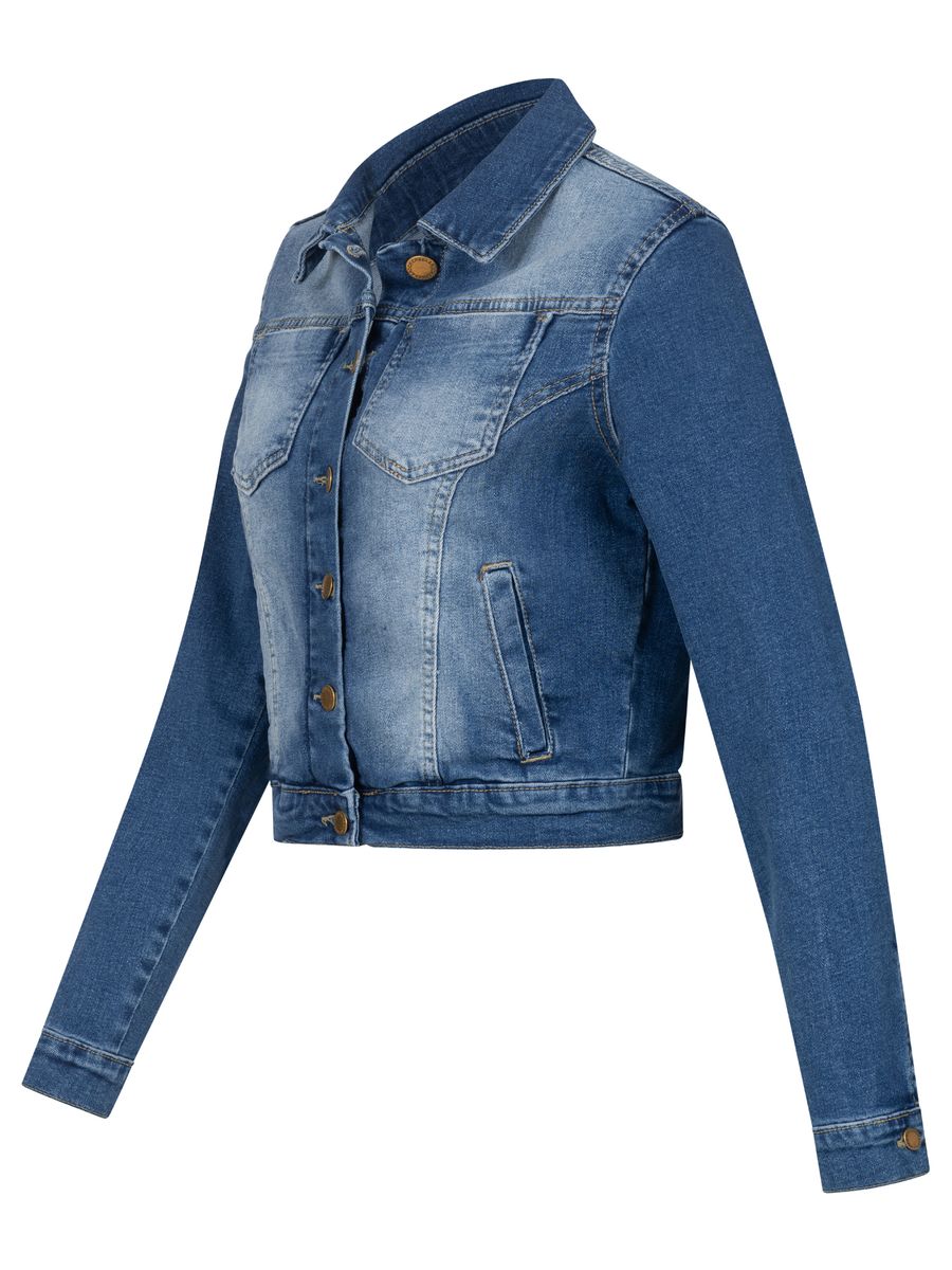 Kurze Jeansjacke mit Stretch-Anteil