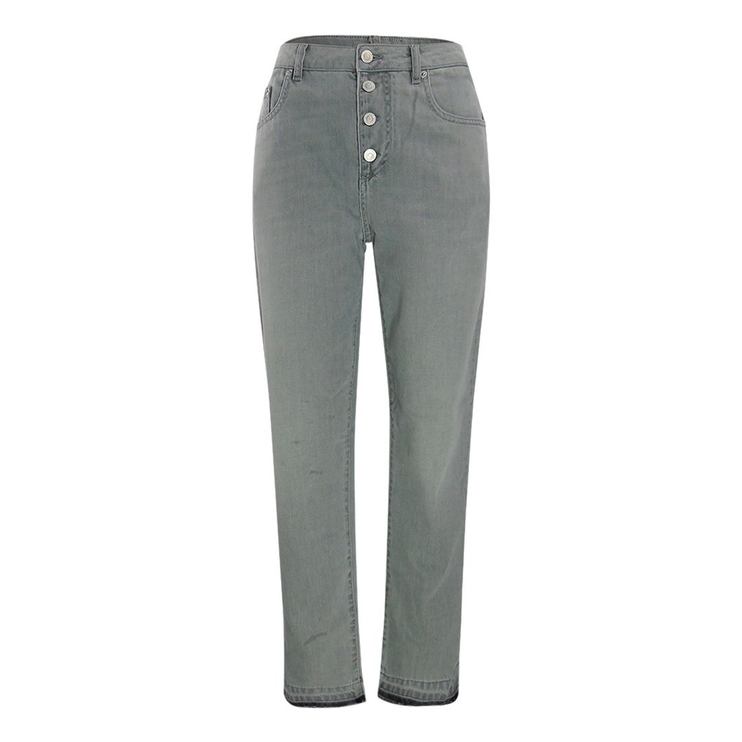 High-Waisted-Jeans mit geradem Bein und Knopfleiste