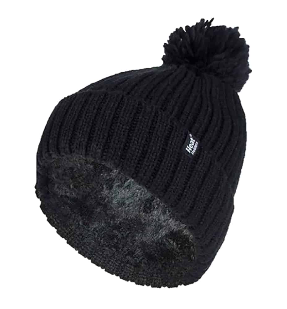 Rippstrick-Thermomütze mit Bommel