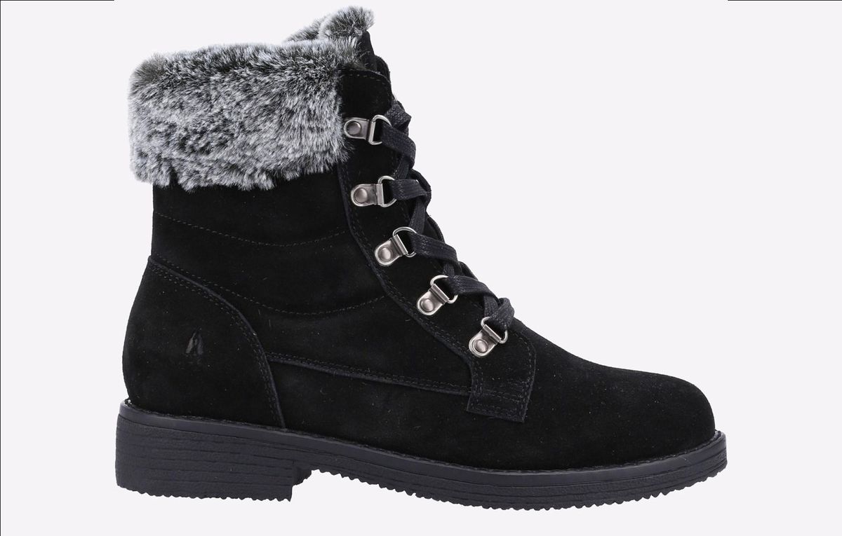 Wasserfeste Wildlederstiefel mit Kunstfellbesatz