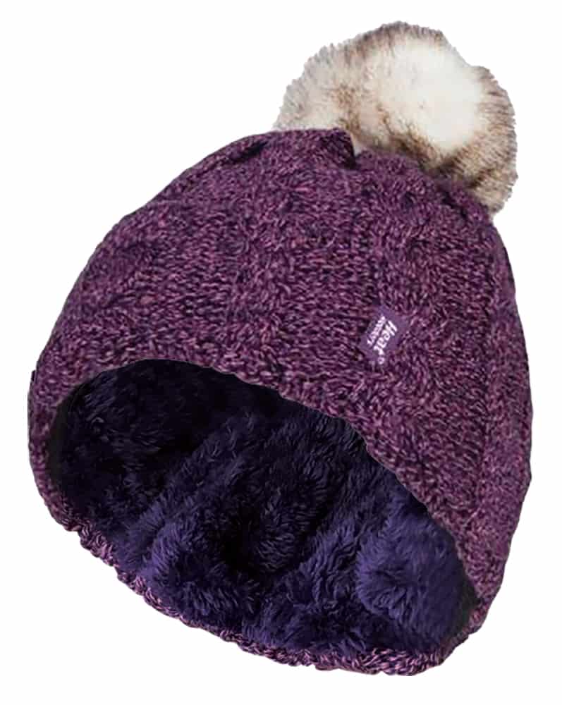 Zopfstrick-Thermomütze mit Bommel