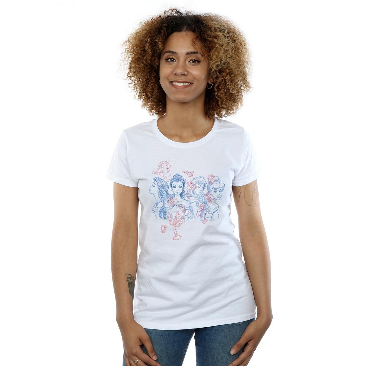 Baumwoll-Shirt mit Prinzessinnen-Skizze