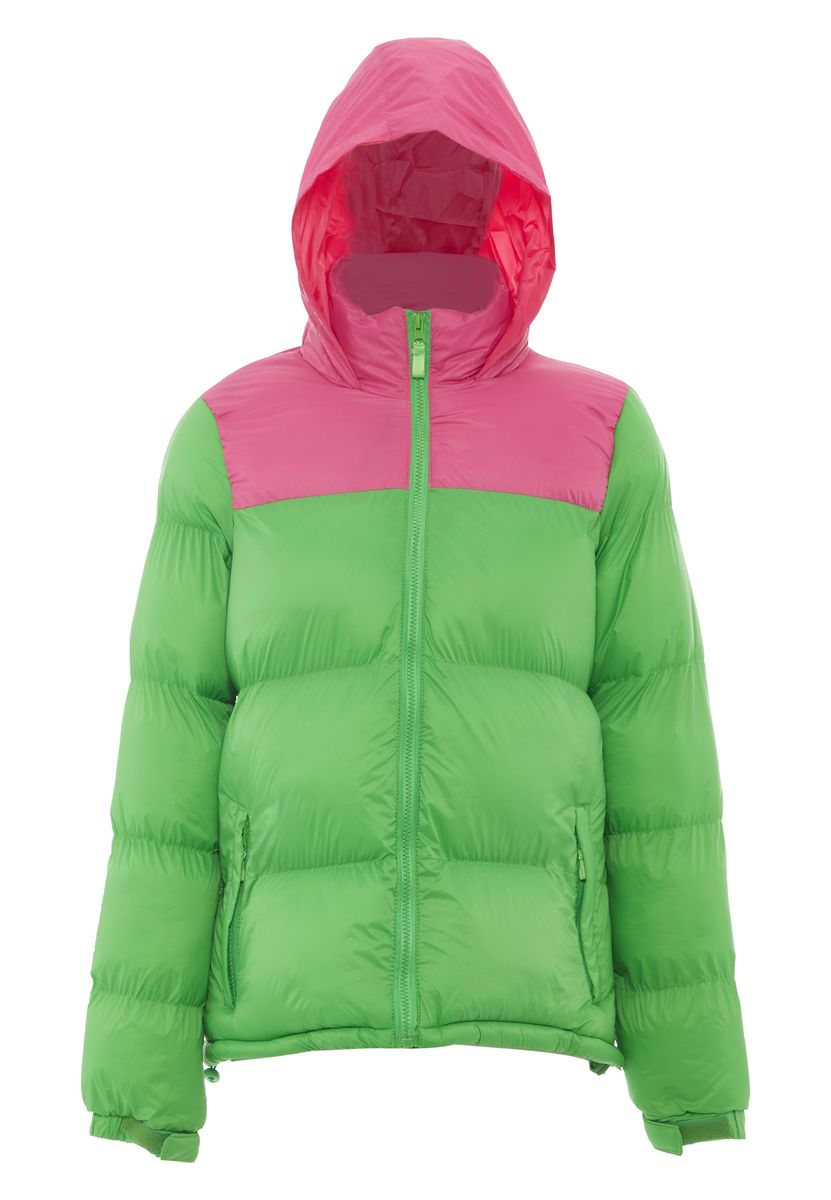 Zweifarbige Steppjacke mit Kapuze