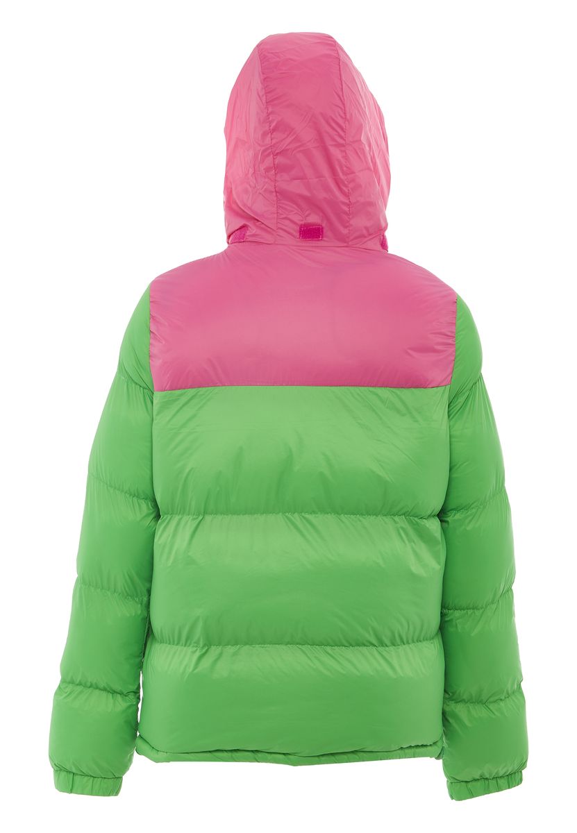 Zweifarbige Steppjacke mit Kapuze