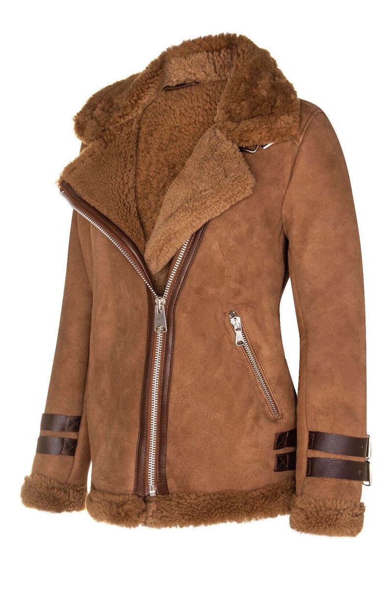 Bikerjacke aus echtem Lammfell
