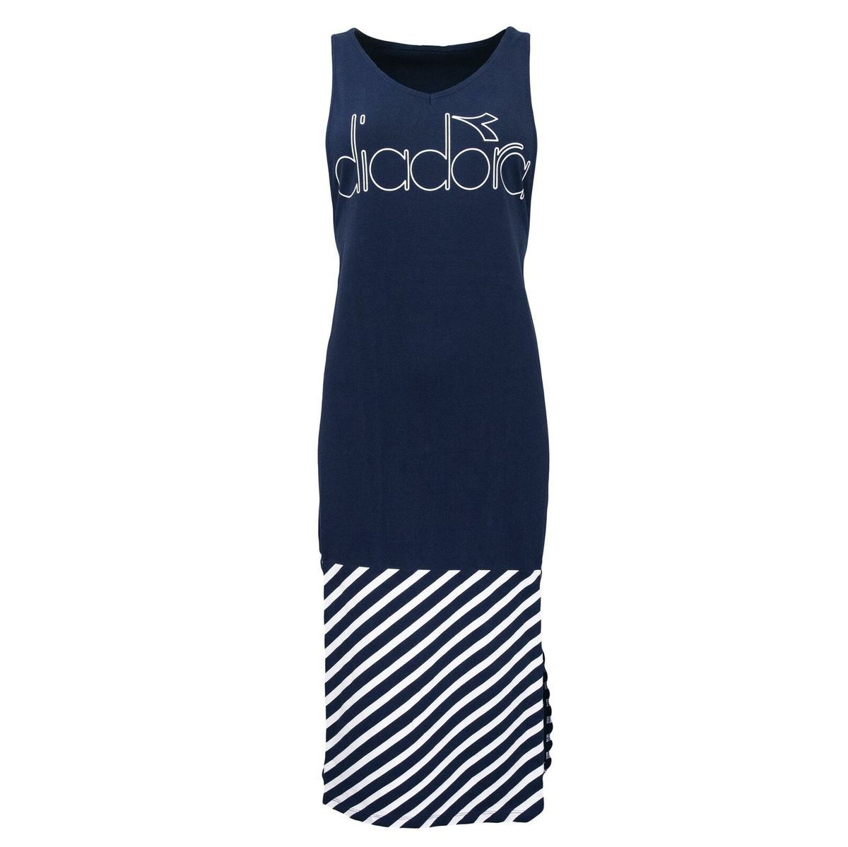Midi-Kleid mit Logo-Print und Streifen