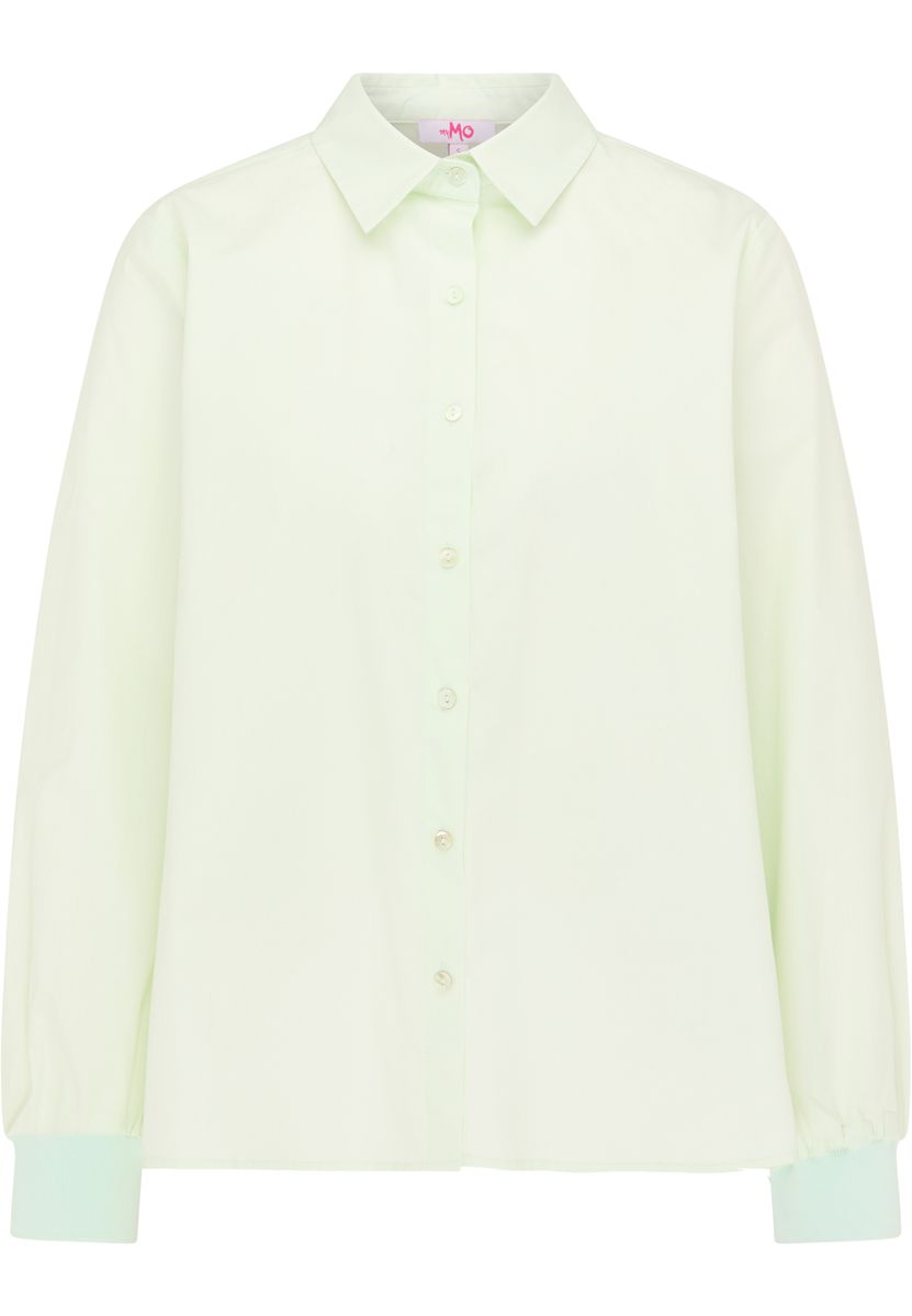 Oversized Baumwollbluse mit Rippbündchen