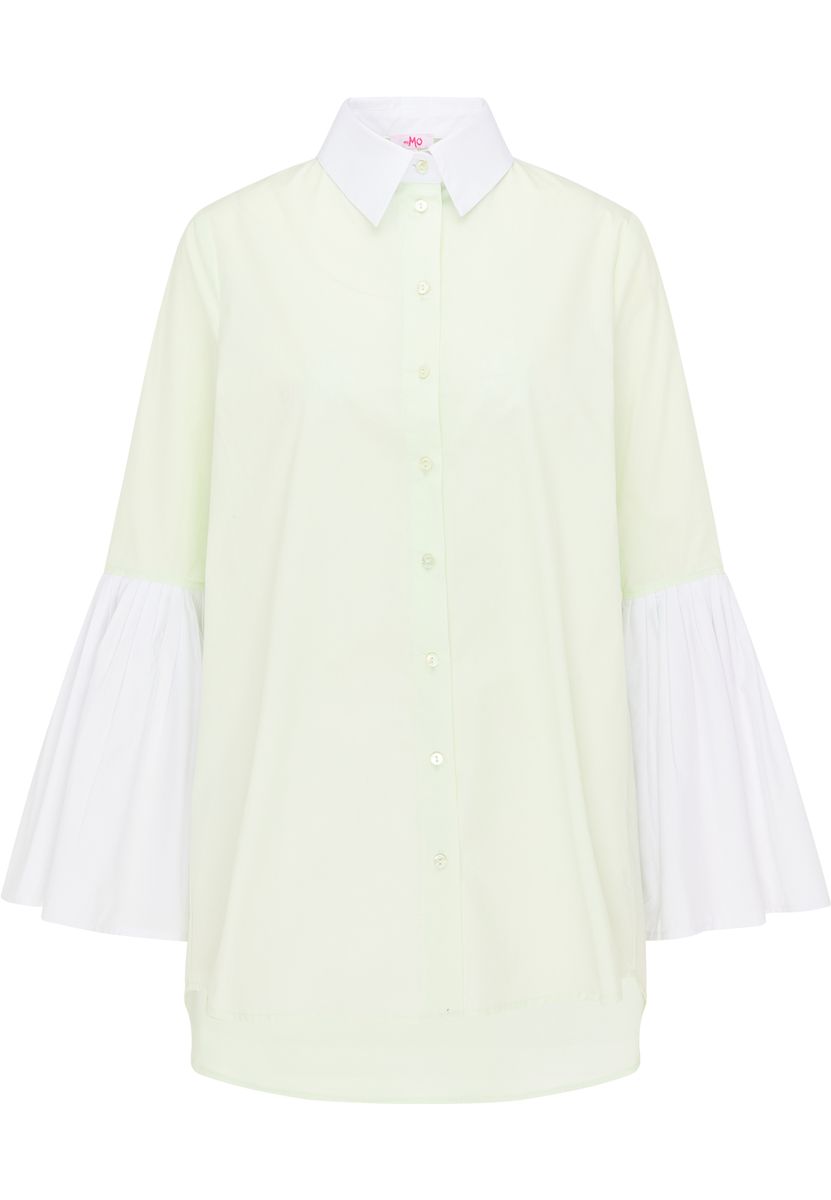 Oversized Baumwollbluse mit Rippbündchen
