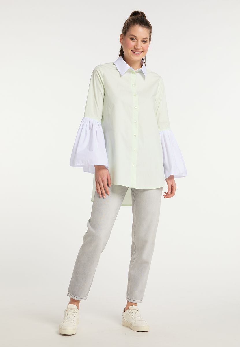 Oversized Baumwollbluse mit Rippbündchen
