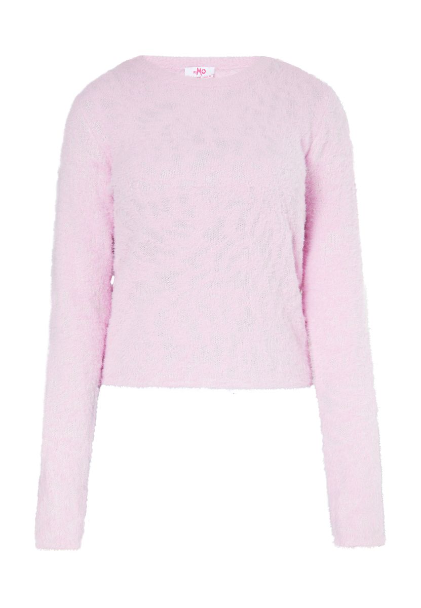 Flauschiger Jacquard-Pullover mit Zebramuster