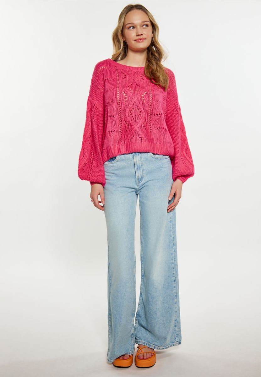 Flauschiger Jacquard-Pullover mit Zebramuster