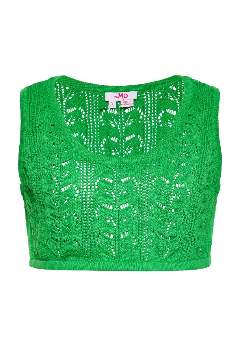 Gehäkeltes Crop-Top mit Lochmuster