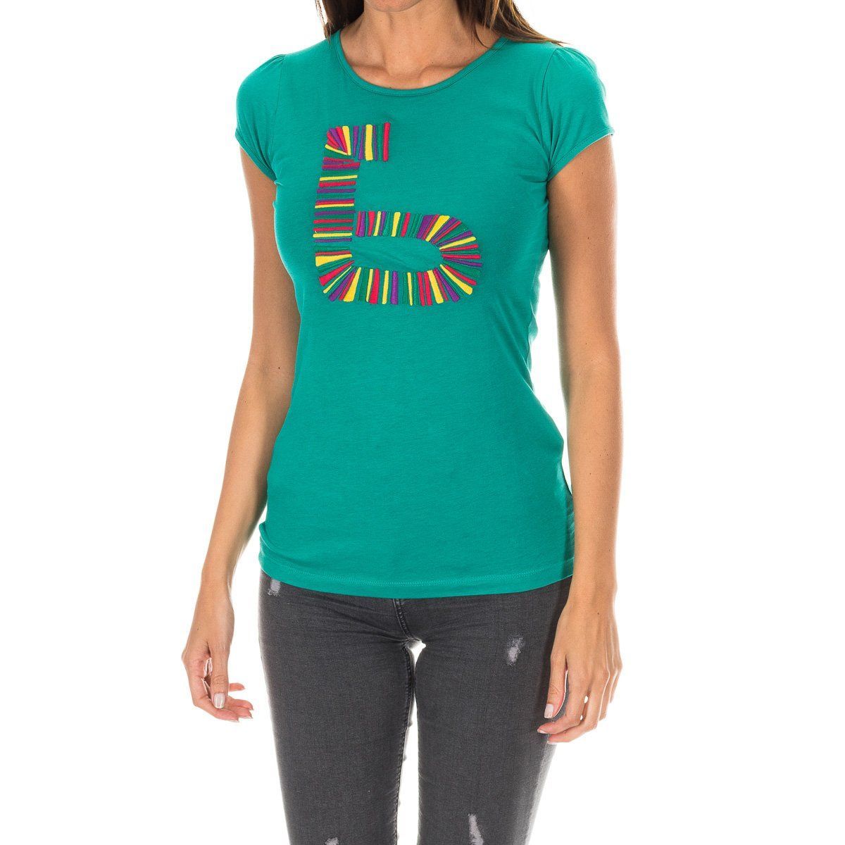 T-Shirt mit gesticktem Logo-Design