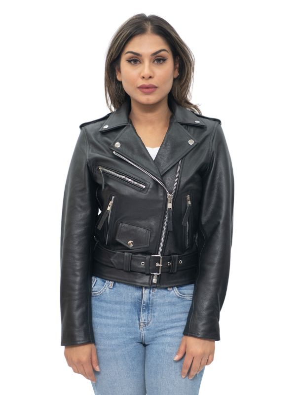 Klassische Brando-Bikerjacke aus Rindsleder