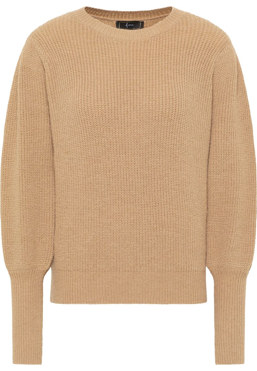 Rippstrickpullover mit Puffärmeln