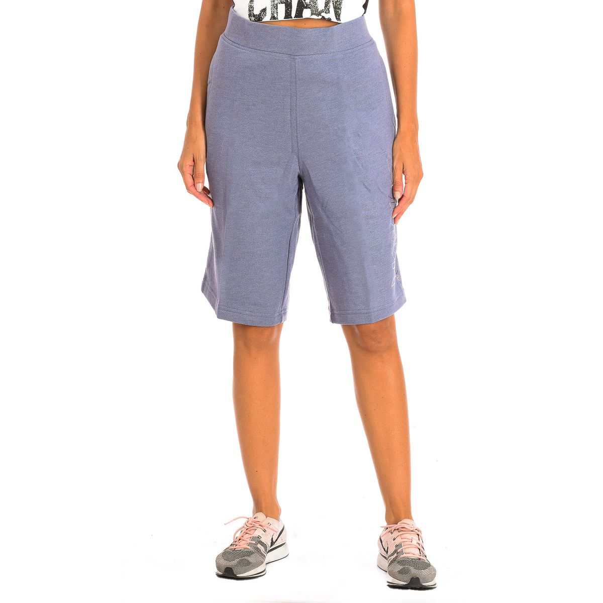 Lange melierte Baumwollmisch-Sport-Shorts