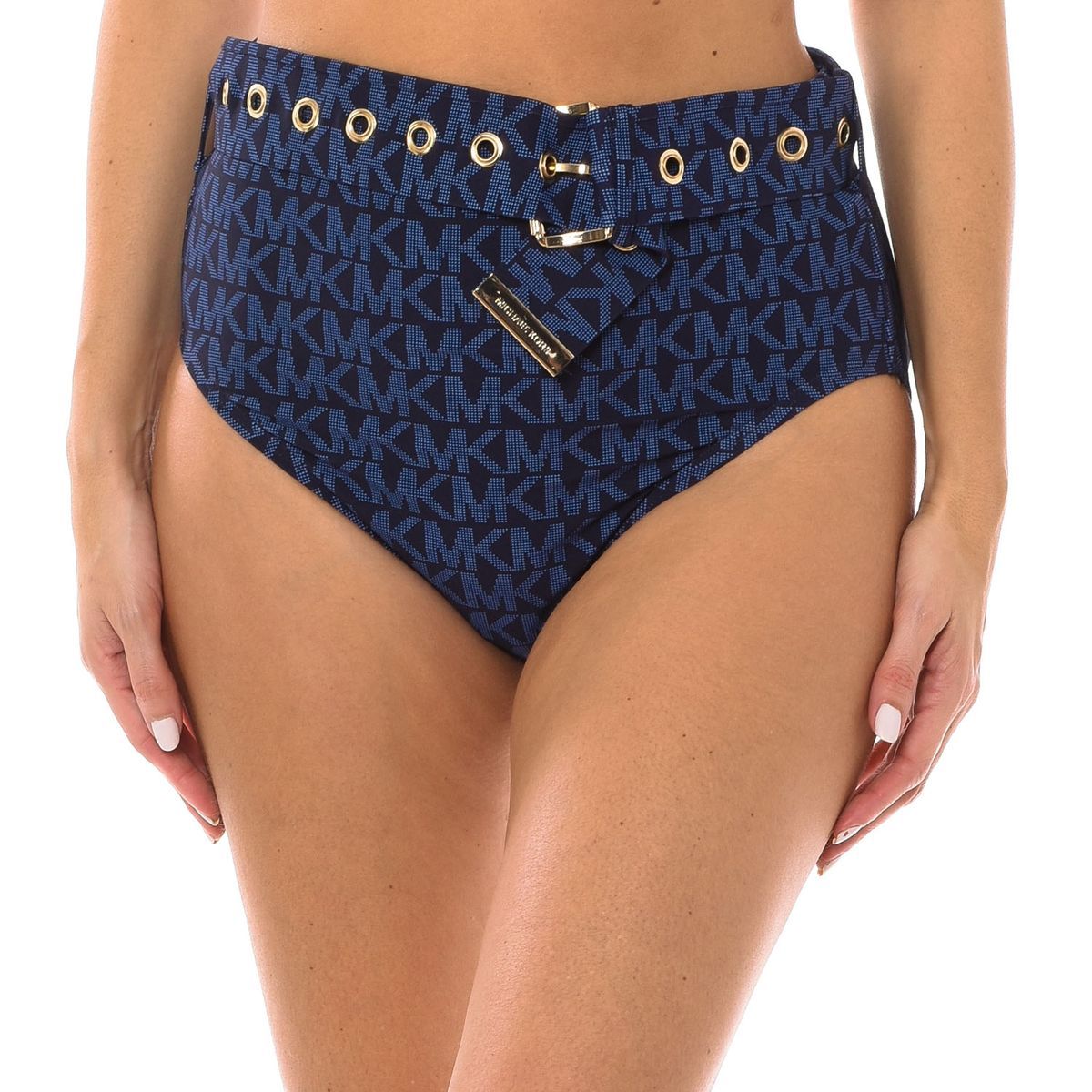 Bikinihose mit Monogramm-Print und Gürtel