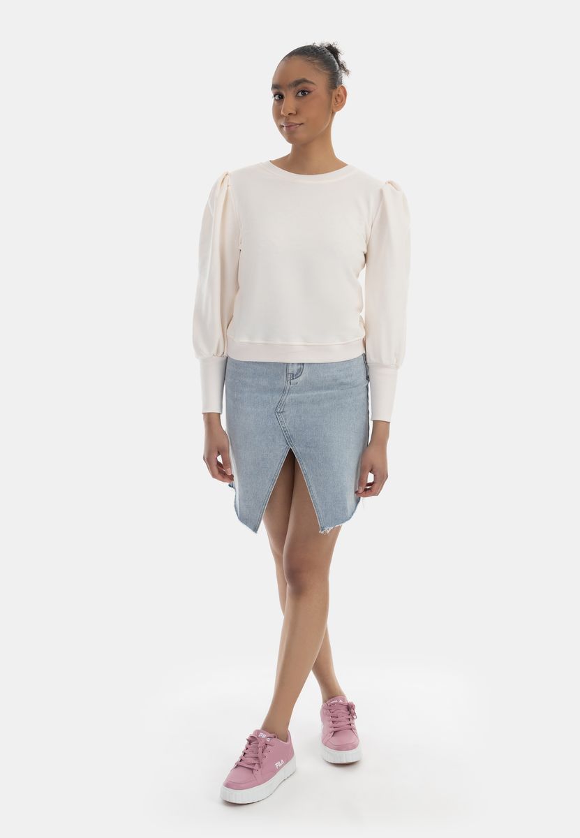 Romantischer Sweatpullover mit Puffärmeln