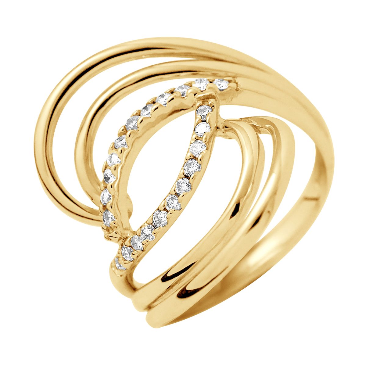 Klassischer Goldring mit Diamantpavé