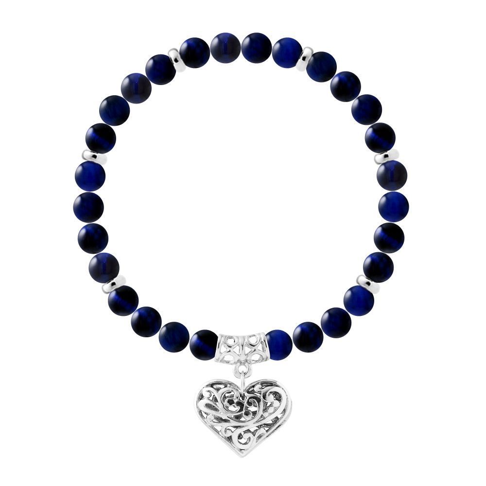 Falkenauge-Armband mit filigranem Herz