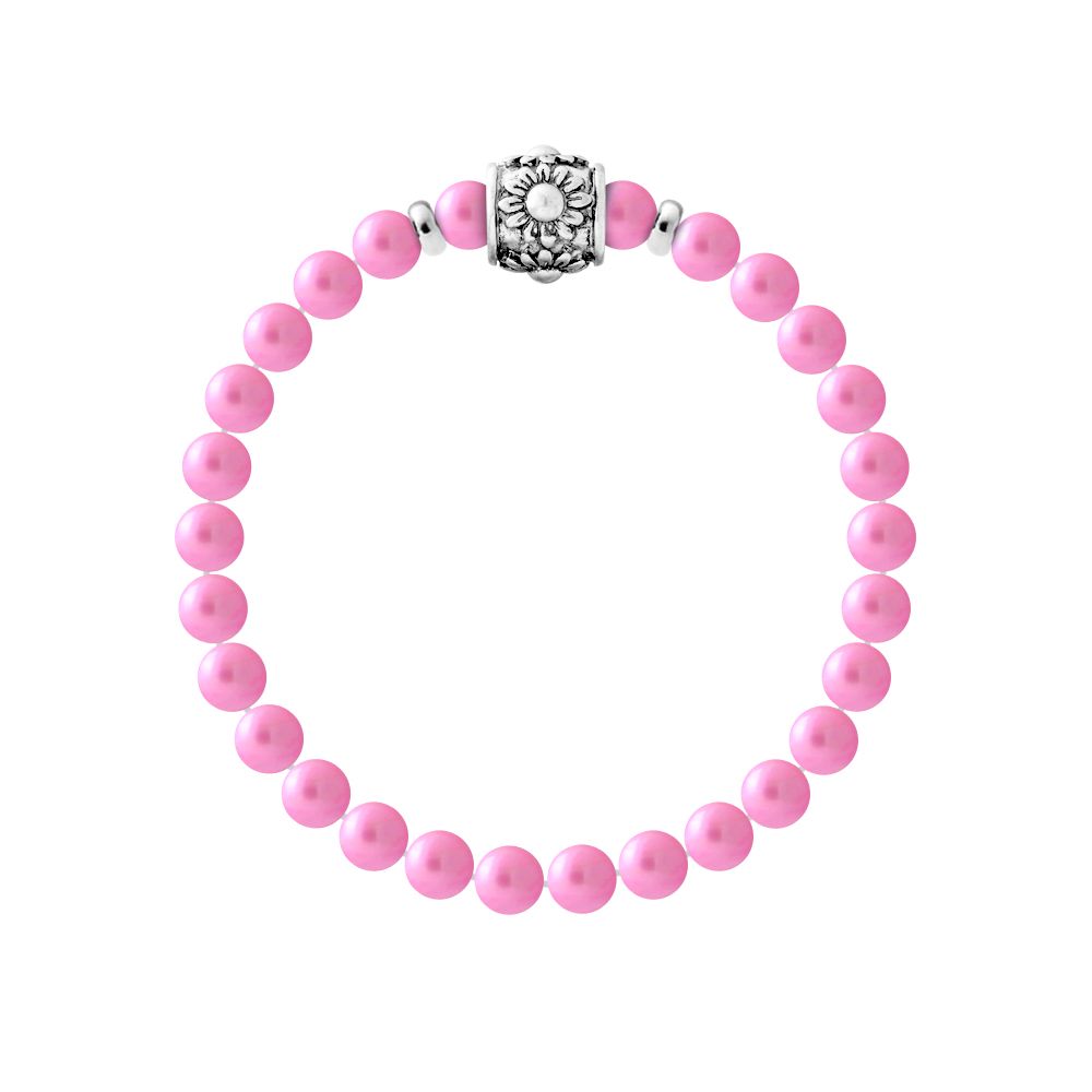Perlenarmband mit floralem Silber-Charm