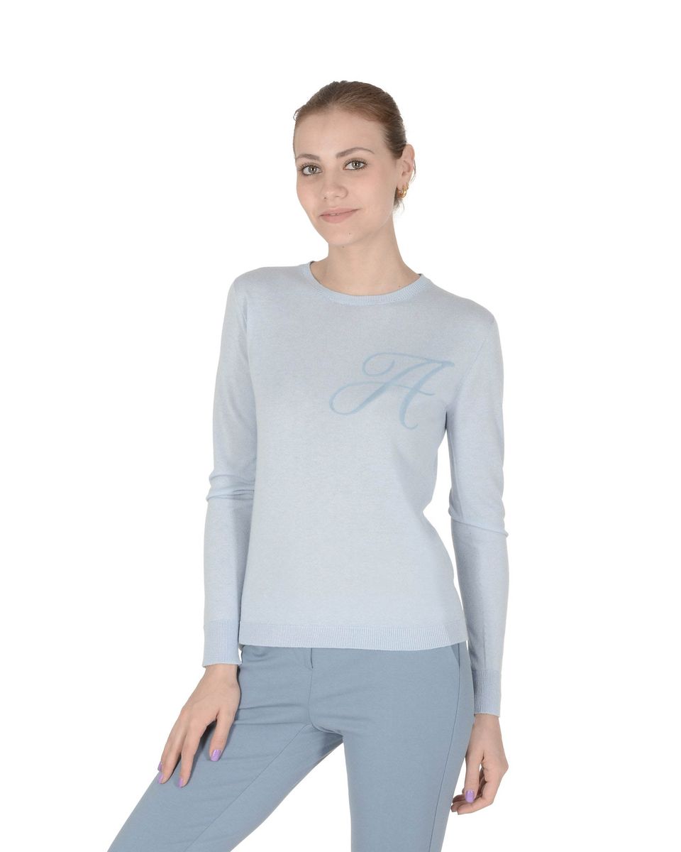 Seiden-Kaschmir-Pullover mit Buchstaben-Motiv