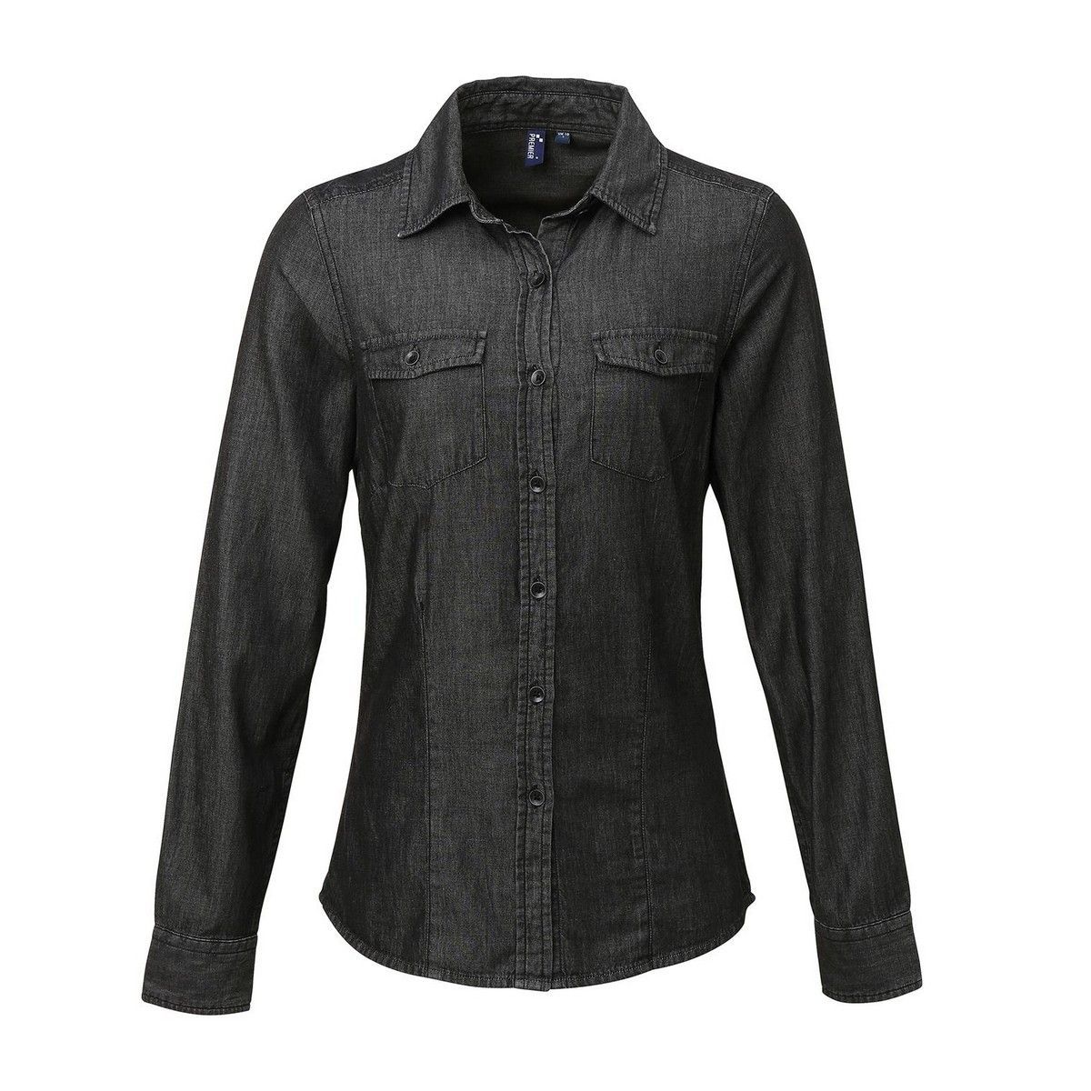 Klassisches Tailliertes Schwarzes Jeanshemd