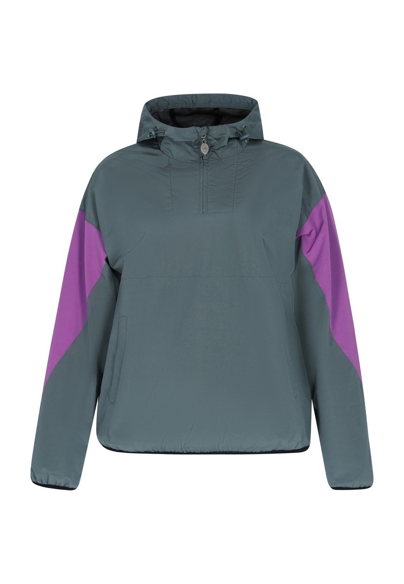 Colorblock Kapuzen-Anorak mit Half-Zip