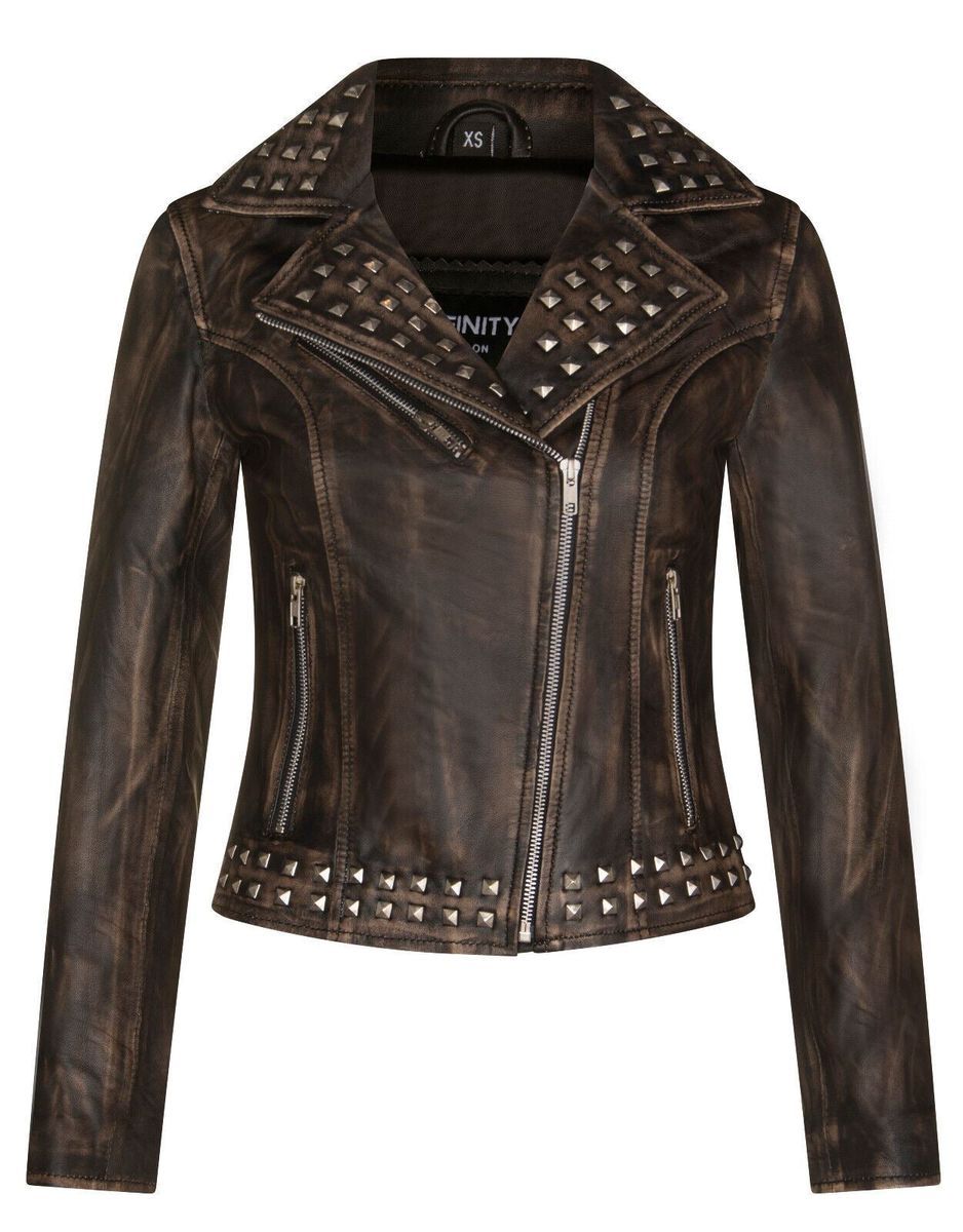 Verzierte Biker-Lederjacke mit Nieten