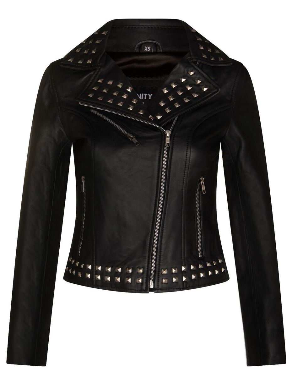 Verzierte Biker-Lederjacke mit Nieten