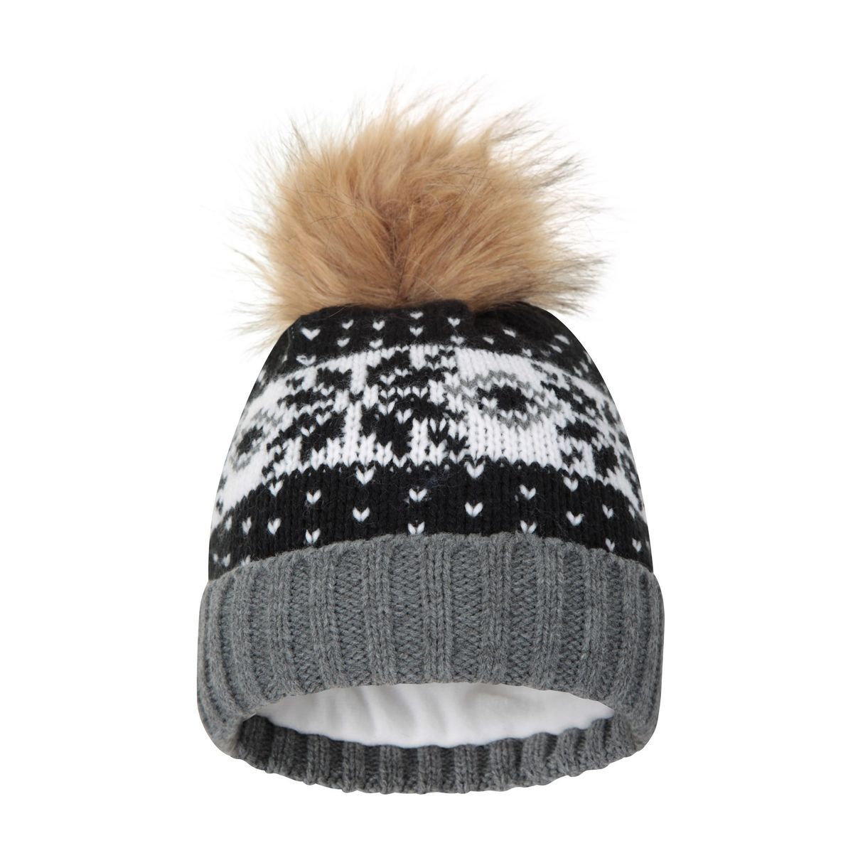 Fair Isle Strickmütze mit Bommel