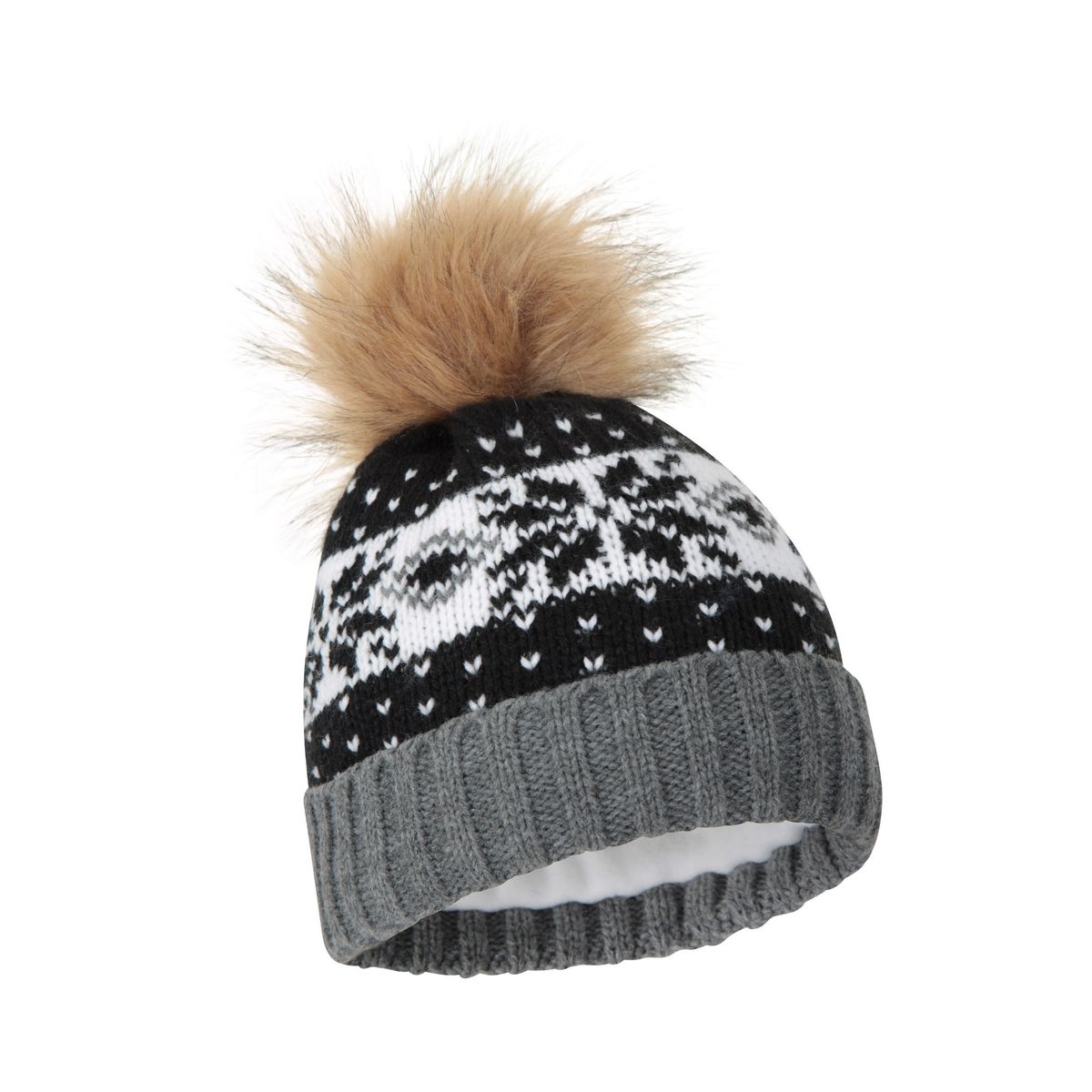 Fair Isle Strickmütze mit Bommel