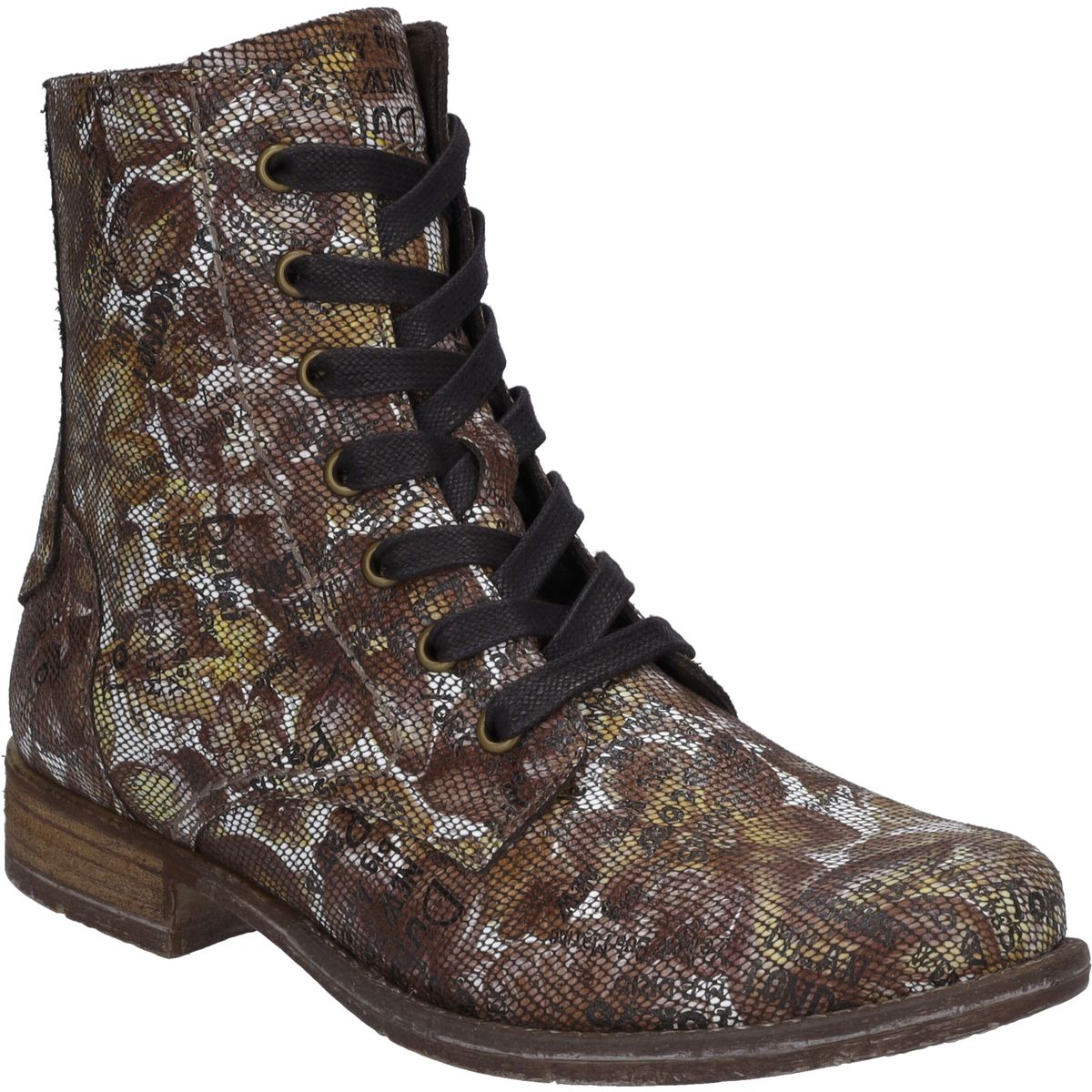 Vintage-Schnürstiefeletten mit Blumenmuster