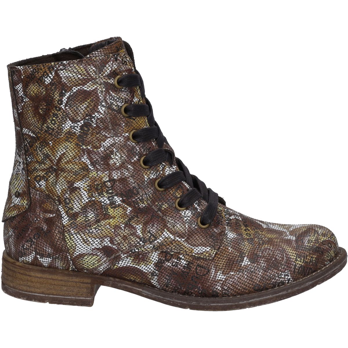 Vintage-Schnürstiefeletten mit Blumenmuster