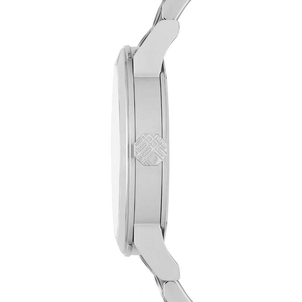 Elegante silberne Uhr mit Karomuster