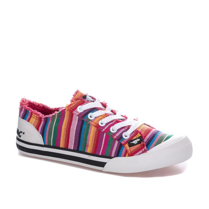 Gestreifte Low-Top-Sneaker aus Canvas