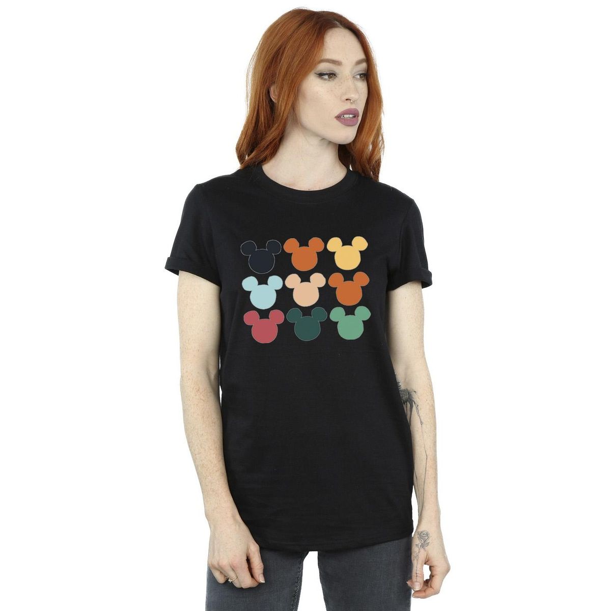T-Shirt mit bunten Micky-Silhouetten