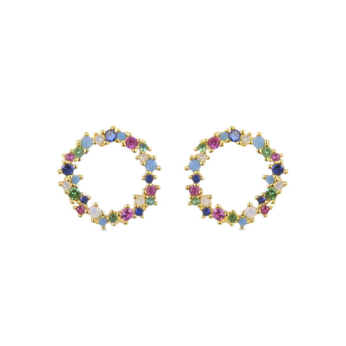 Bunte Zirkonia-Kreis-Ohrstecker