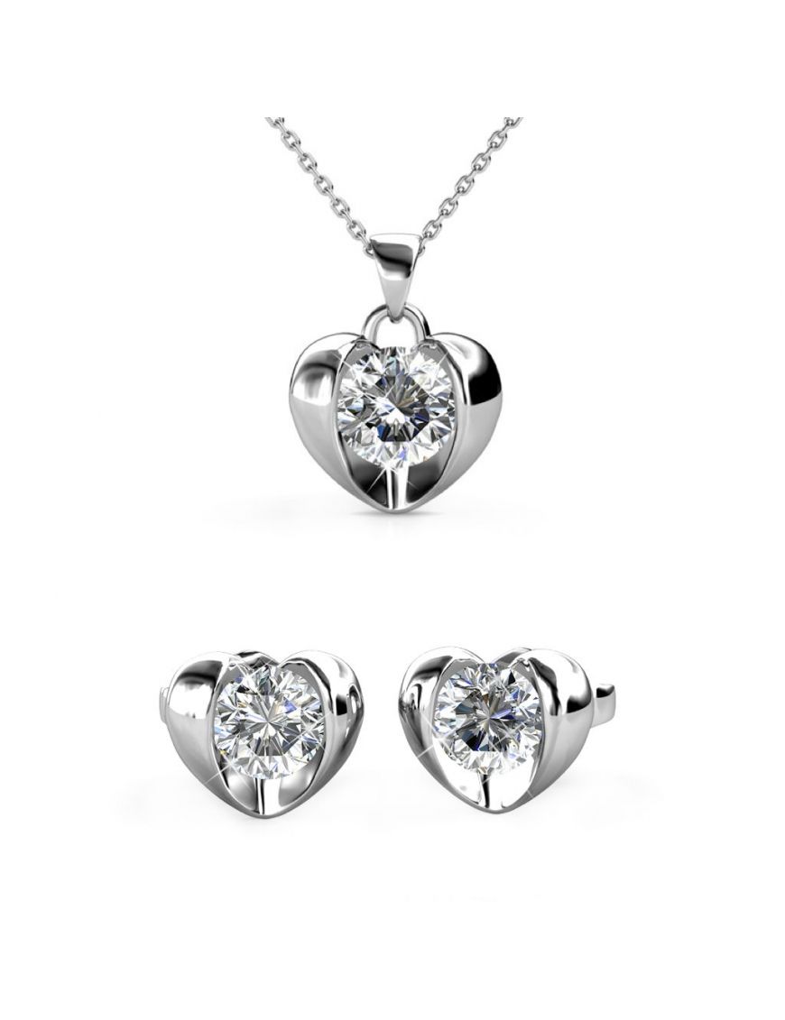 Elegantes Herz-Schmuckset mit Kristallen
