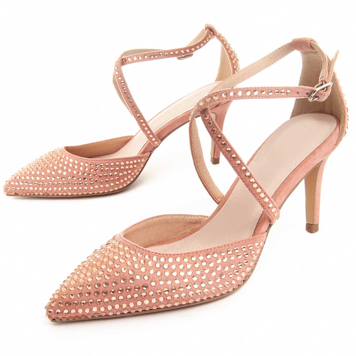 Verzierte spitze Pumps mit Riemchen