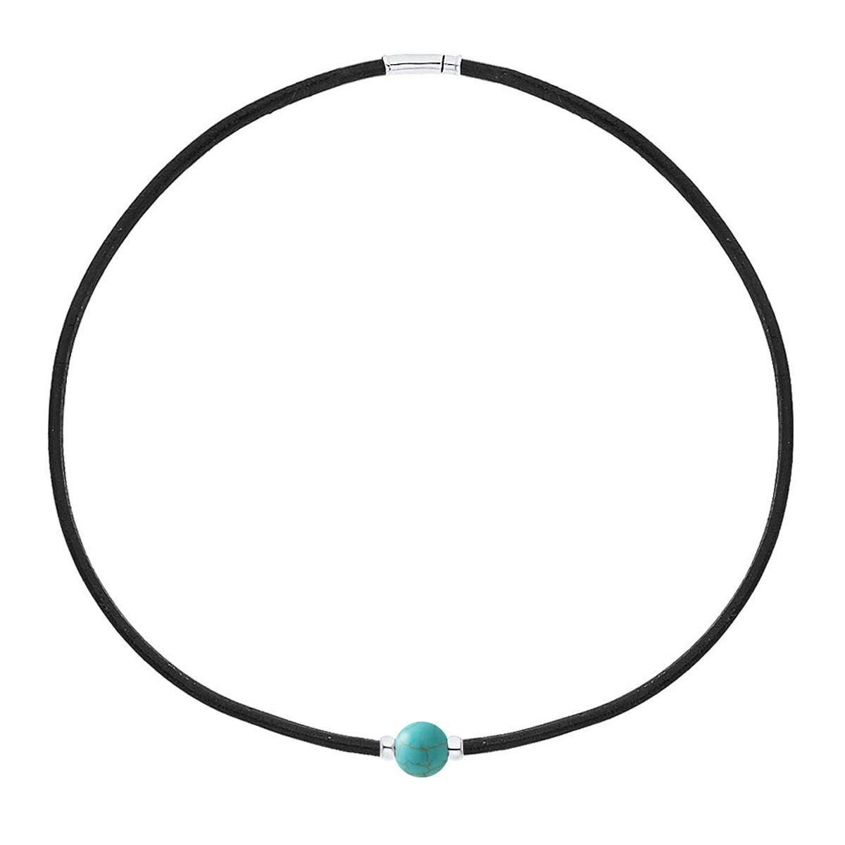 Minimalistischer Leder-Choker mit Türkis