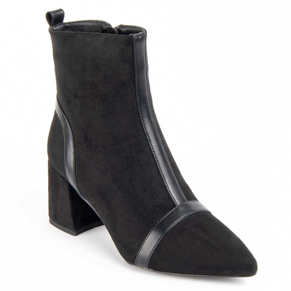 Stiefeletten mit Blockabsatz und spitzer Kappe