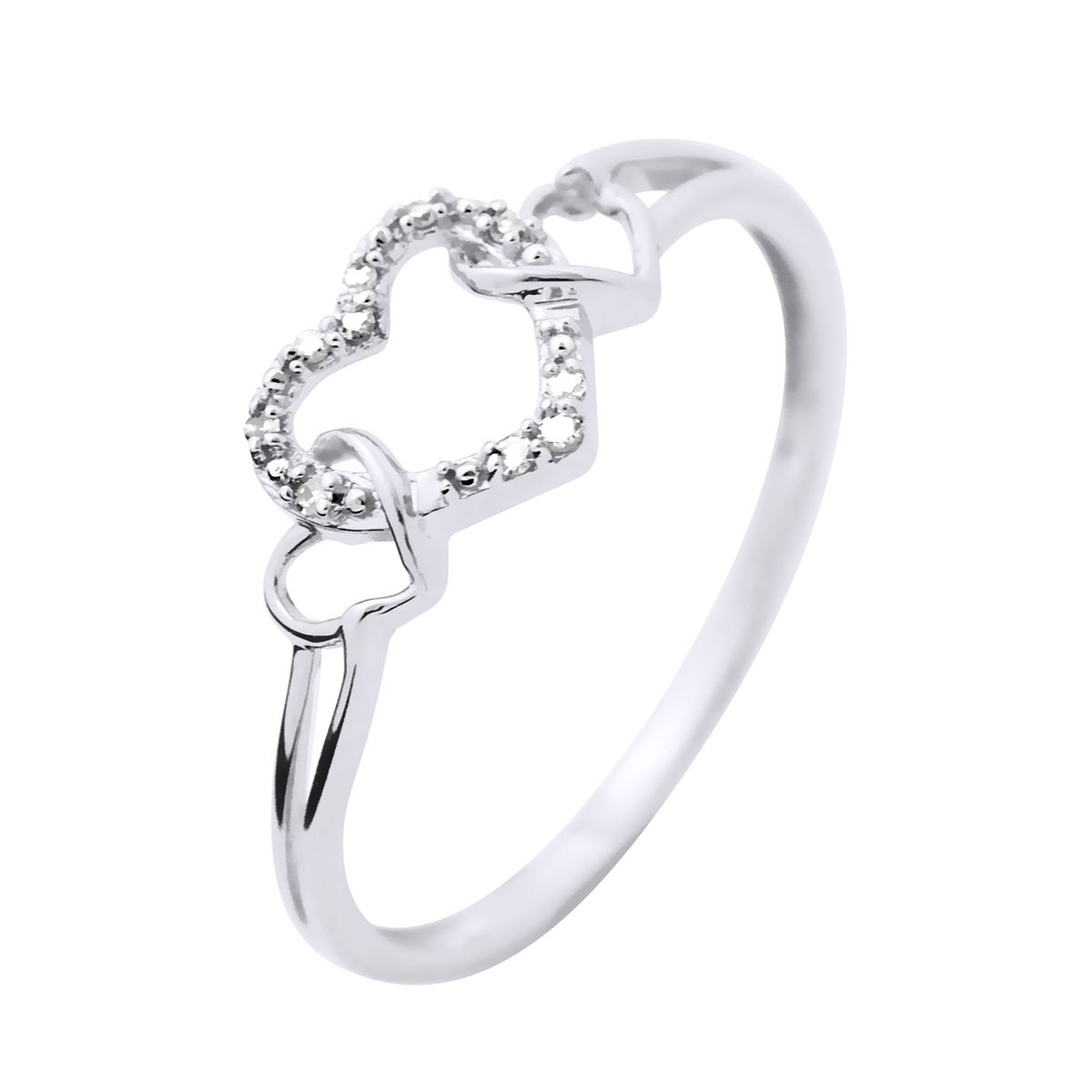 Ineinandergreifender Herzring mit Diamanten
