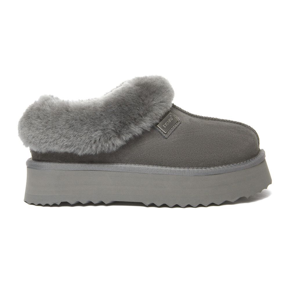 Topknot Plateau-Hausschuhe mit Fell