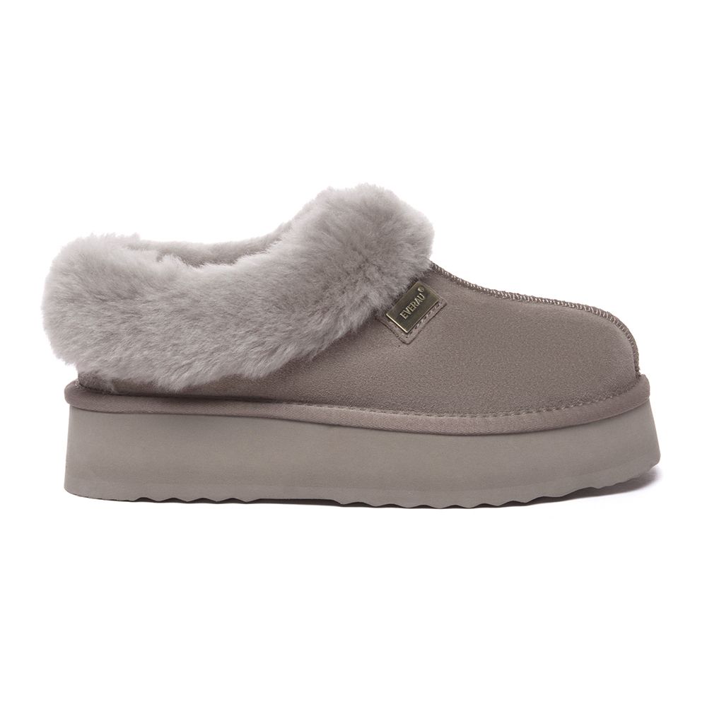 Topknot Plateau-Hausschuhe mit Fell