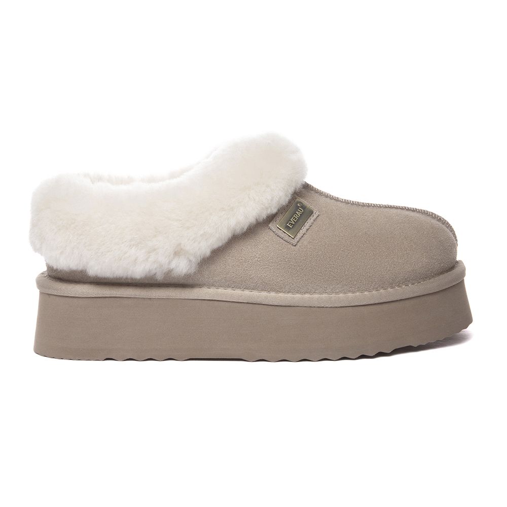 Topknot Plateau-Hausschuhe mit Fell