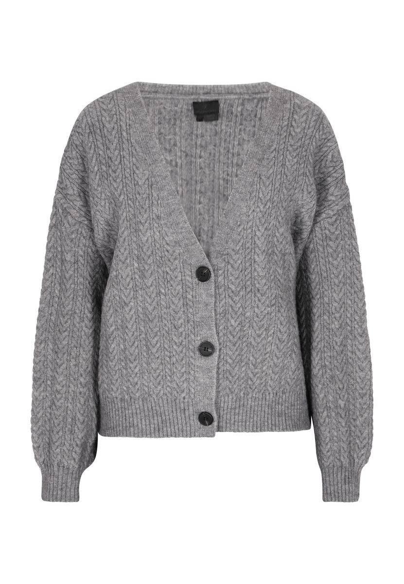 V-Ausschnitt Cardigan mit Zopfmuster