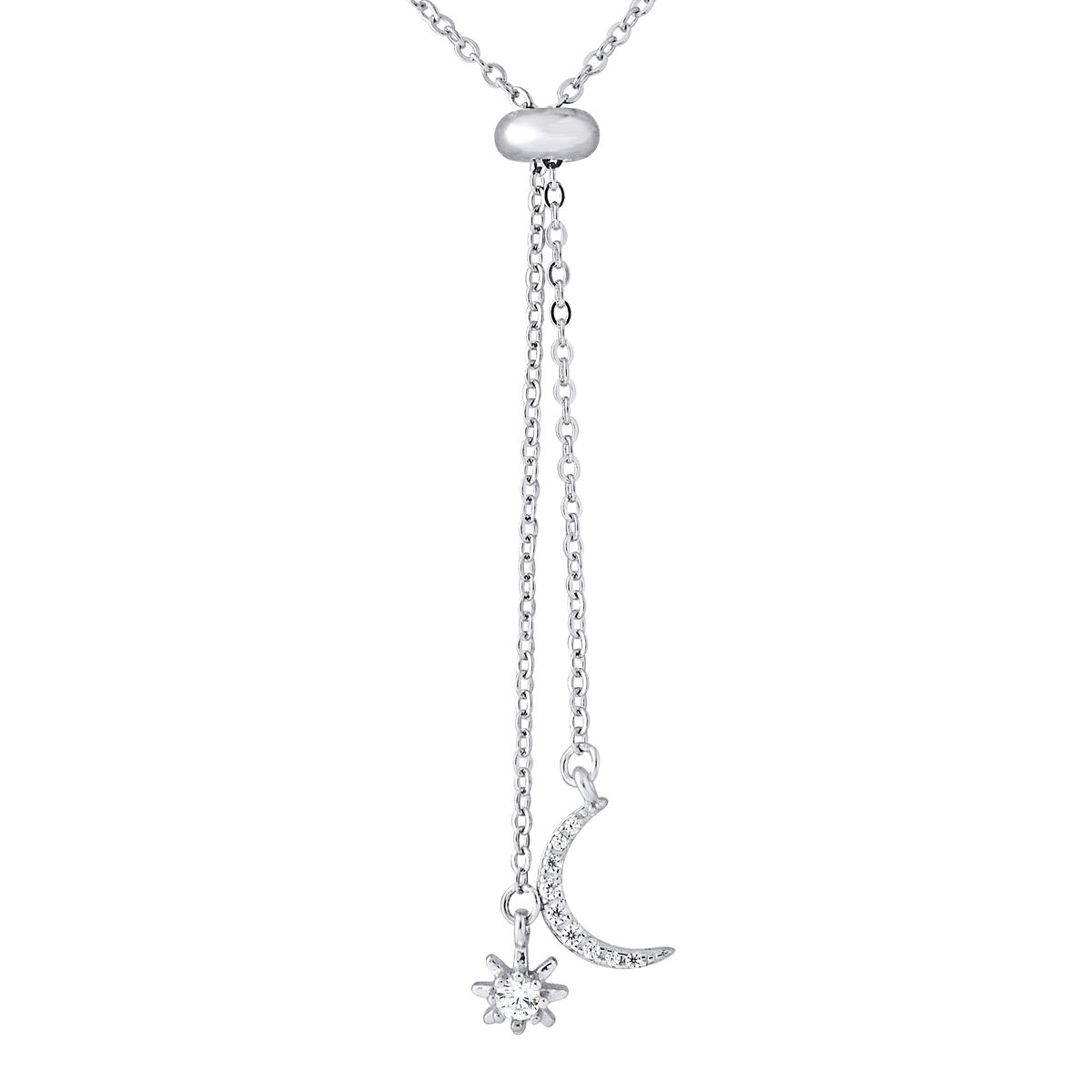 Lariat-Halskette mit Mond und Stern